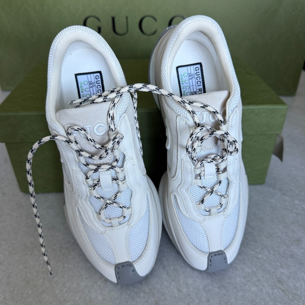 Gucci GG Run Sneaker Leather Women's White Shoes 746939 AAB62 9144, sz 40.5 - Picture 4 of 9